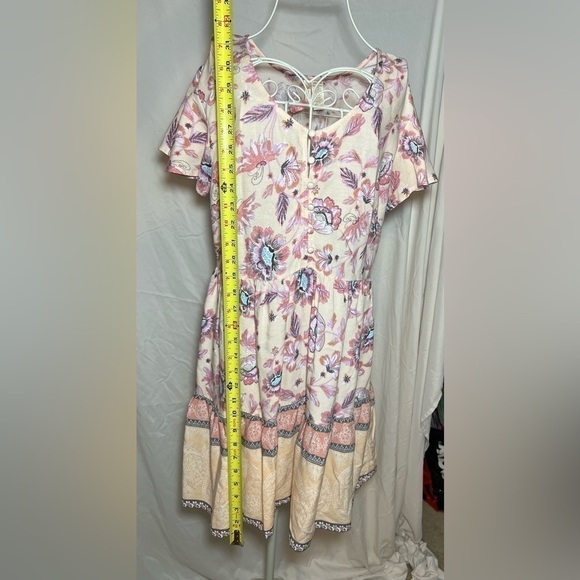 JAPNA Dress Short Sleeve Flowy with Buttons Pink/Cream Floral Size M - Picture 5 of 7